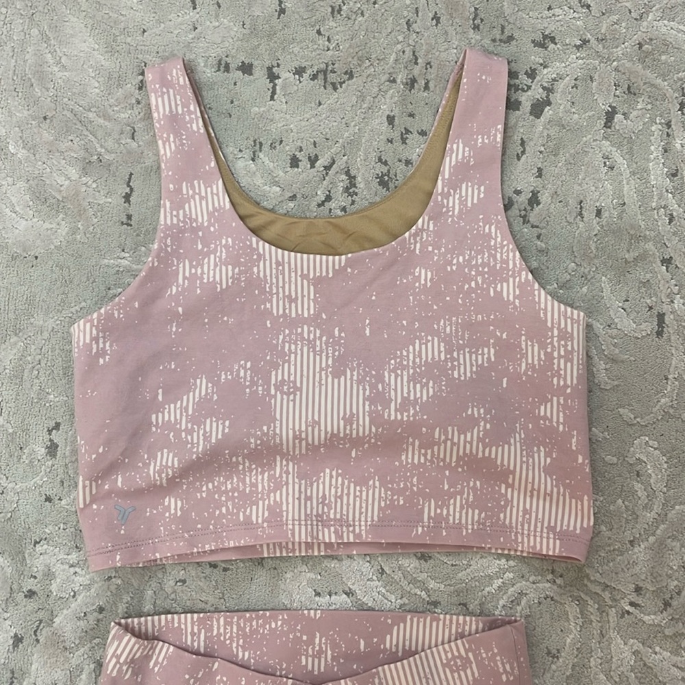 Pink tank with matching cross over flares